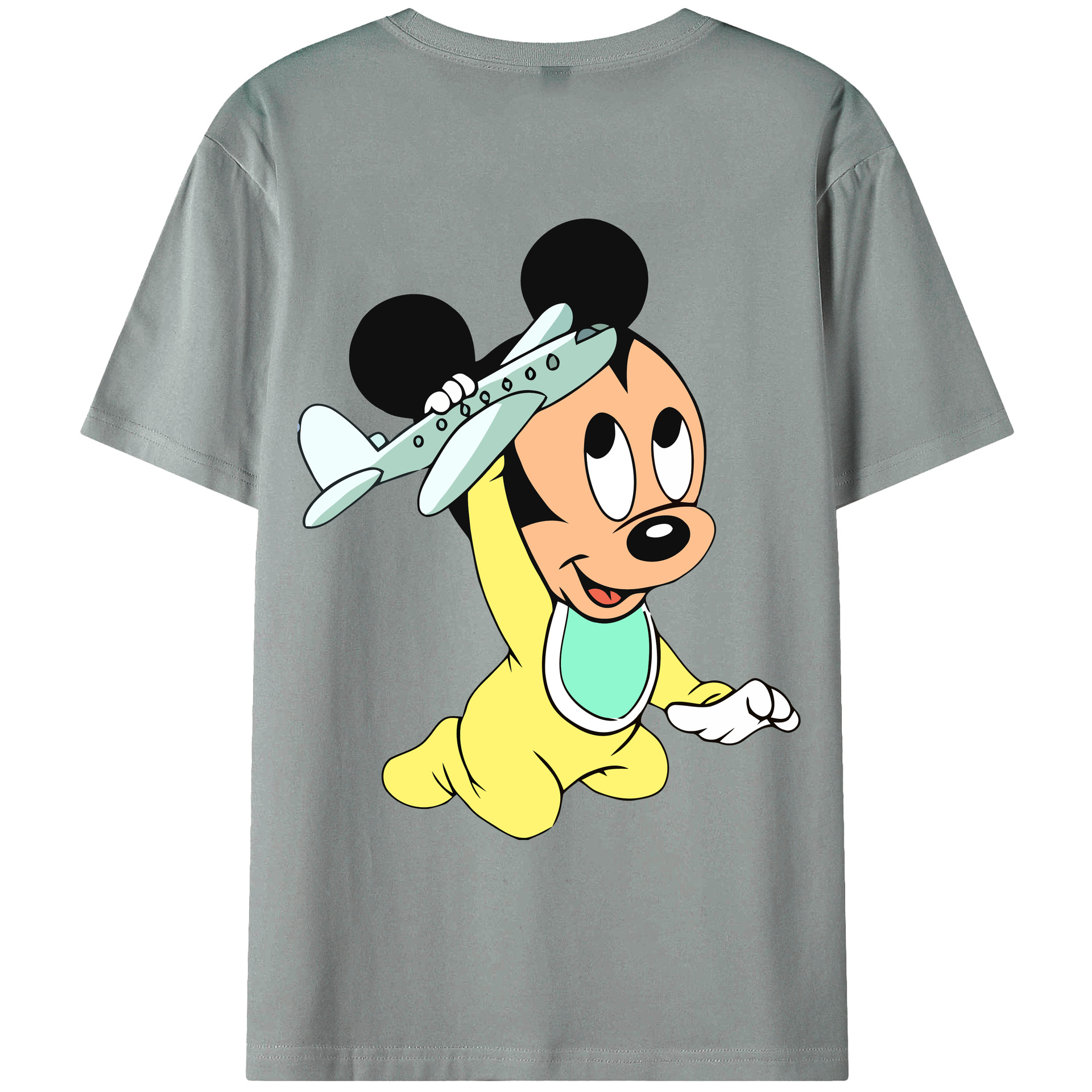 ミッキーマウス Mickey Mouse 綿100％ メンズ半袖Tシャツ（バックプリント） 通気性